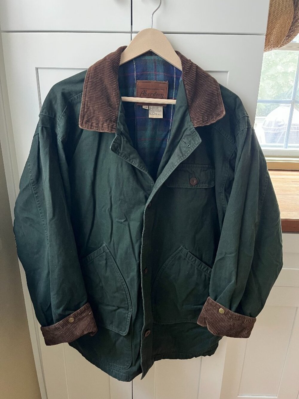 Vintage Aberdeen Canvas Flannel-Lined Cargo Coat – Chore/Barn Jacket – Men's Lar